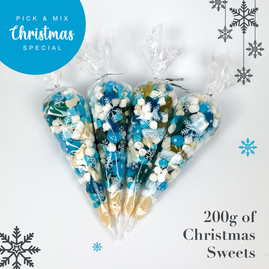 LIMITED EDITION Christmas 200g Pick & Mix Cones, Christmas Sweets, Festive Sweets Pick and Mix, Christmas Stocking Idea, Christmas Cone