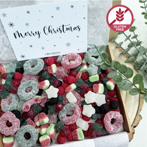 Gluten Free CHRISTMAS Sweets Letterbox Gift 250g 500g 1KG or 1.75KG, Sweet Jar, Red White Green Xmas Gift Idea, Pick Mix Letterbox, Stocking Filler