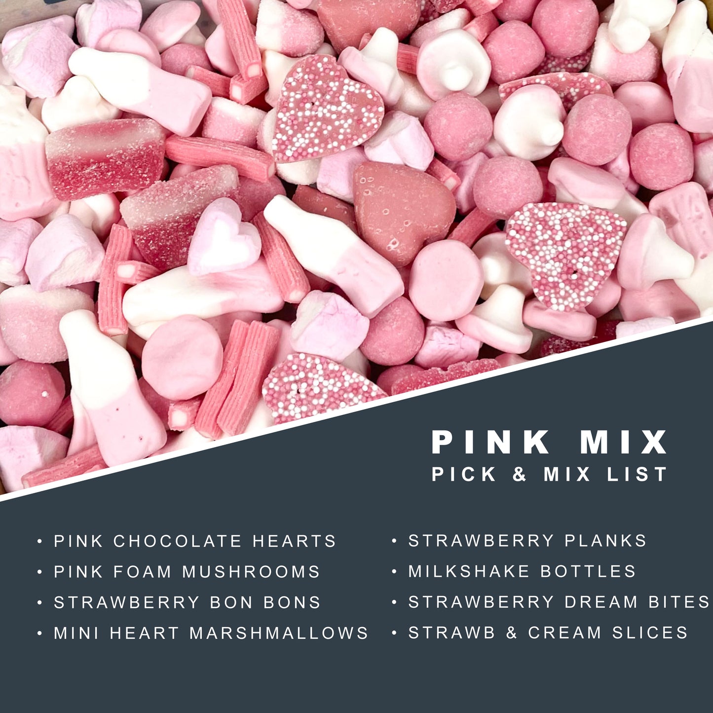 Pink PICK & MIX 1000g, Pink Sweet Gift Box, Girls Birthday Sweet Gift Box, Pink Pick n Mix Letterbox, Pink Sweets