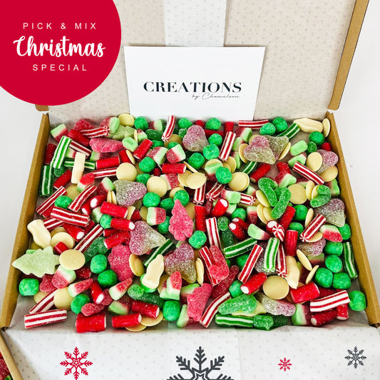 CHRISTMAS PICK & MIX Letterbox Gift 250g 500g 1KG or 1.75KG, Sweet Jar, Red White Green Xmas Gift Idea, Pick Mix Letterbox, Stocking Filler