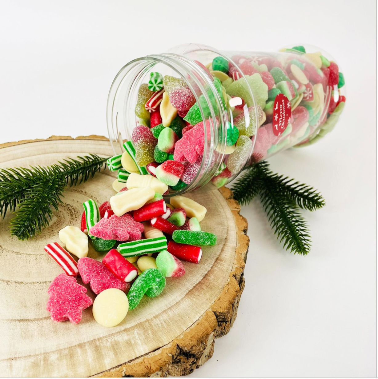 CHRISTMAS Sweet Jars or Letterbox Gift 250g 500g 1KG or 1.75KG, Sweet Jar, Red White Green Xmas Gift Idea, Stocking Filler